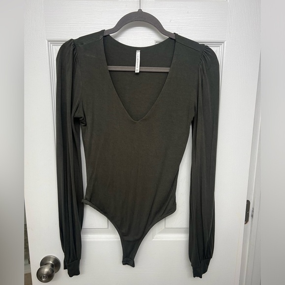Army Green Long Sleeve Bodysuit - Picture 1 of 3